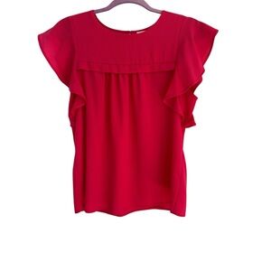 Monteau Blouse with ruffled sleeves in hot pink (size small)